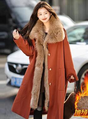 Capacity Kiss加绒加厚保暖百搭减龄大衣轻奢中长款派克棉服女潮