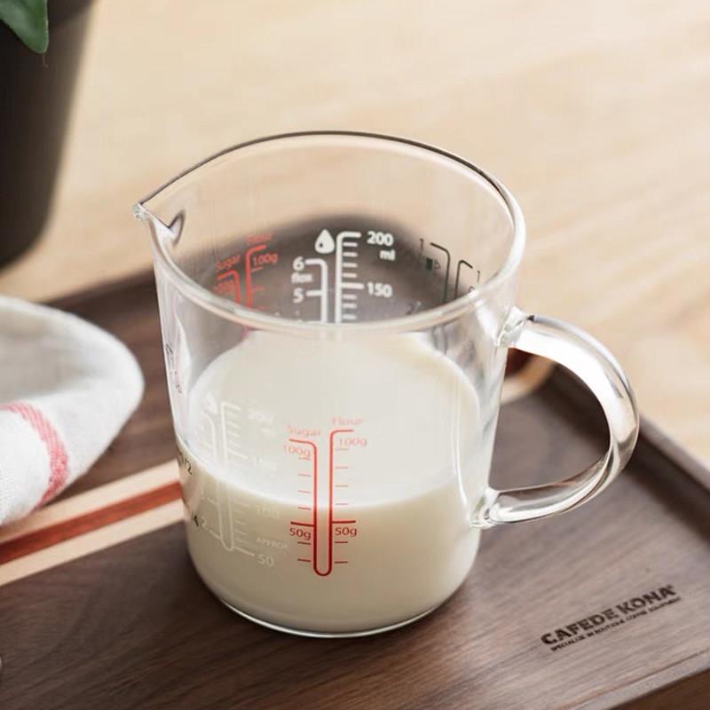 CAFEDEKONA耐热玻璃量杯带刻度厨房烘培杯牛奶杯咖啡可微波200ml