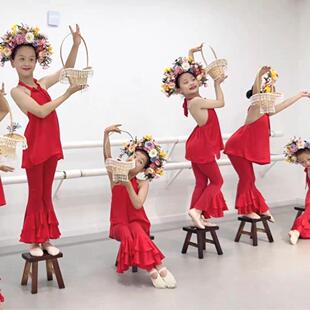 高档簪花梦典蹈服舞古入舞儿童演出服花篮舞蹈道具女童幼儿群舞表