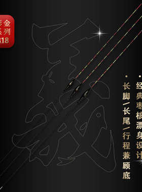 名义坊新款B18纯手工芦苇浮漂立式高灵敏底钓漂长尾醒目鱼漂套装