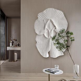 现代简约裂纹木雕高端沙发背景墙装饰画酒店别墅餐厅个性壁画定制