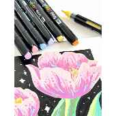 大师双头直液丙烯笔软头小学生艺术绘画彩色笔60支儿童彩色笔