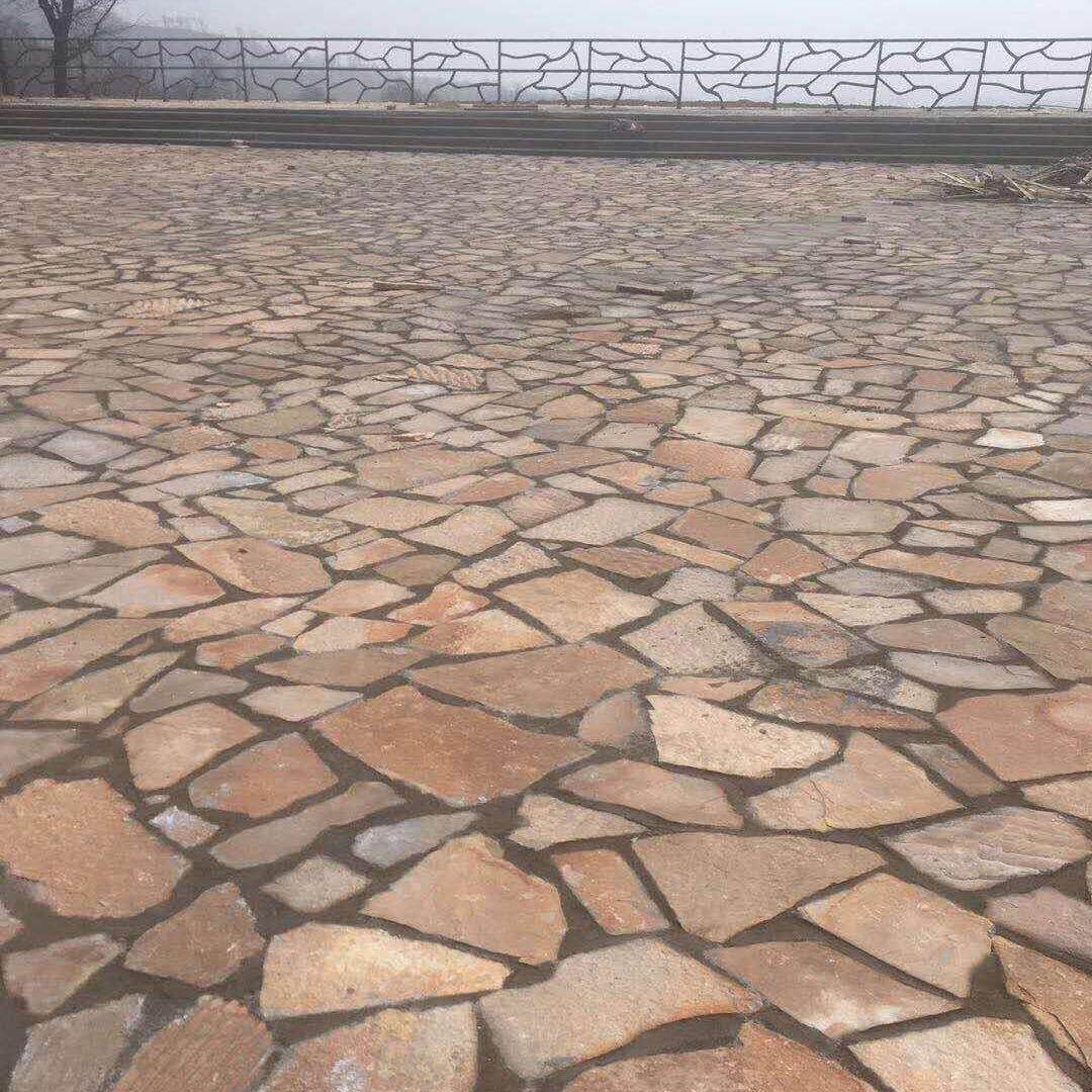 砌墙石建筑石材乱形石广场铺路用坪乱片石型ZZW草踏石步高粱红乱