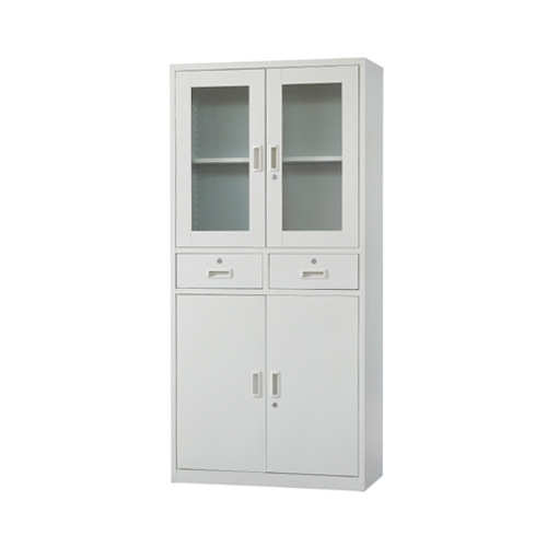 深圳东莞直销钢柜加厚铁皮文件柜抽屉带锁双层资料柜玻璃开门书柜