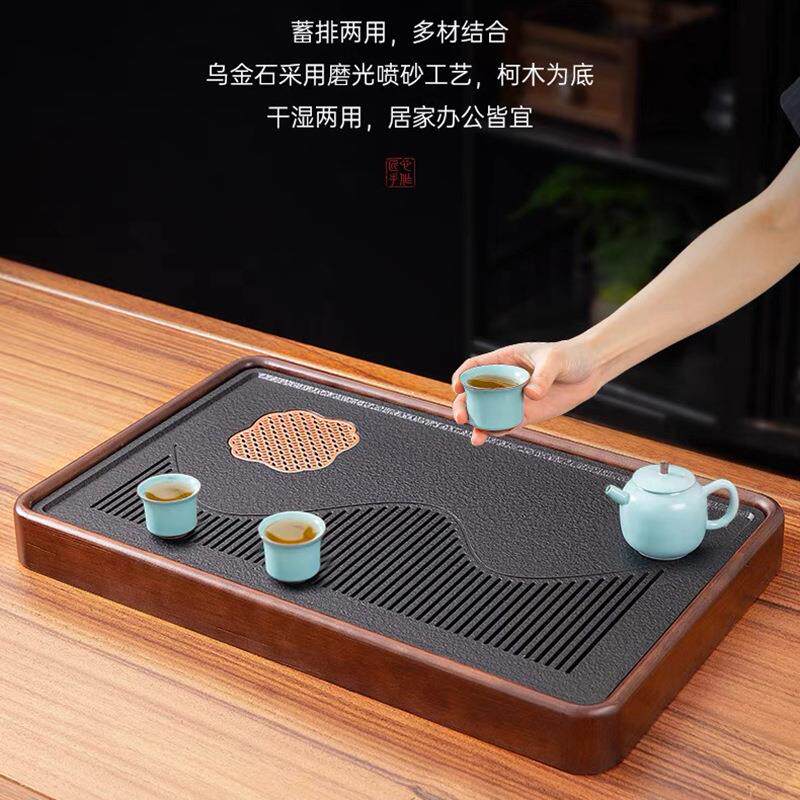 汝窑乌金石家用户外旅行茶具整套泡茶排水组陶瓷三才盖碗茶壶茶盘