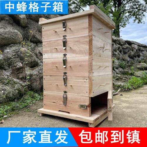 中蜂格子箱养蜂专用五层杉木蜂箱诱蜂箱全套土养箱巢蜜箱格子蜂箱
