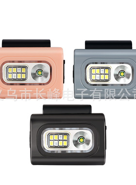 户外夜跑跑步灯可充电运动型磁吸多功能头灯迷你便携衣夹灯手电筒