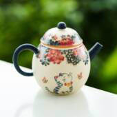 岩矿白龙蛋壶蝶恋花萌猫茶壶高档陶瓷茶具一人饮精致泡茶小壶