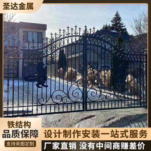 小区别墅学校子庭院艺大门安装农院村安全防盗885铁艺大铁门多规