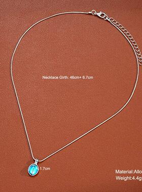 Sapphire necklace欧美新款海蓝宝石项炼时尚吊坠锁骨炼配饰女