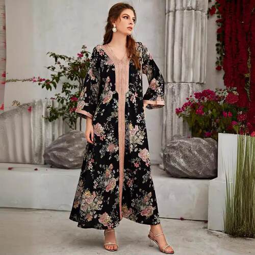 Women's dress, long skirt, printed luxury dress