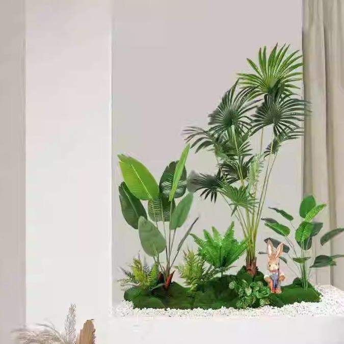 仿真绿植室内楼梯下造景空间转角盆栽假树景观假植物装饰绿植组合