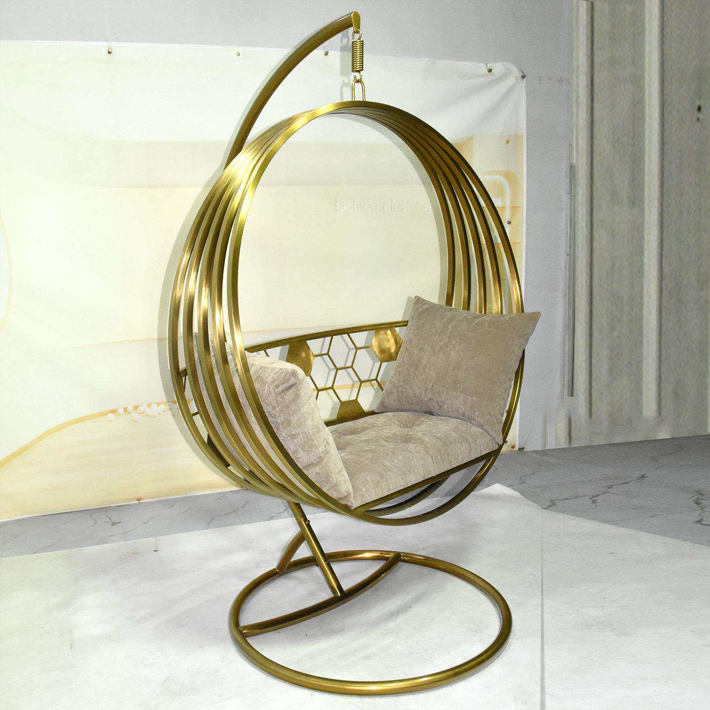 客厅单人沙发椅轻奢高级感阳台户外庭院摇篮椅不锈钢摇椅秋千吊椅