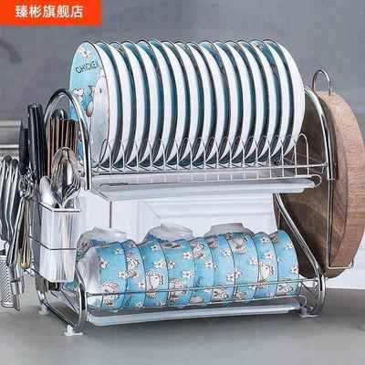 不锈钢厨房碗架沥水架装放碗筷餐具收纳箱盒带盖碗柜家用小型
