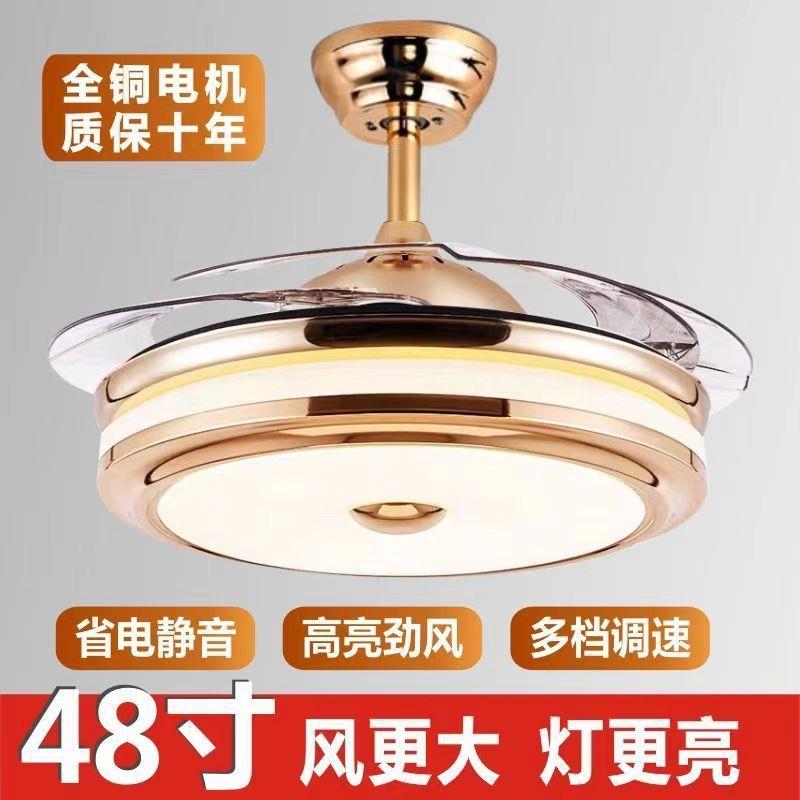 智能简约隐形风扇灯厂家直销全铜电机吸顶灯大风力吊扇灯家用卧室