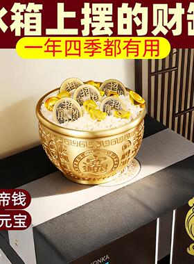 黄铜百福缸摆件招财进宝家用客厅大号存钱罐中式风格聚宝盆送五帝