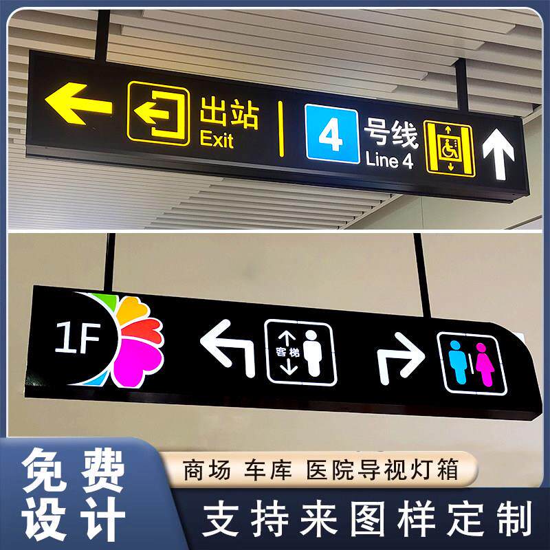 商场吊牌灯箱指示牌悬挂医院超市地下车库导向牌镂空发光双面灯箱