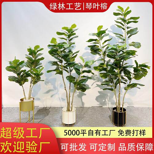 仿真琴叶榕圆叶榕橡皮榕北欧家居仿真绿植盆栽大型落地装饰盆栽