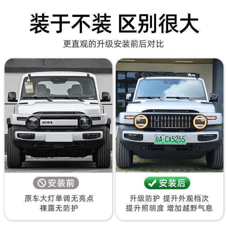 适用奇瑞iCAR V23大灯天使眼灯圈头灯LED光圈丛林之眼改装配件