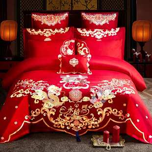 新款 长绒棉全棉结婚四件套高端婚庆四件套多件套床上用品一件起批