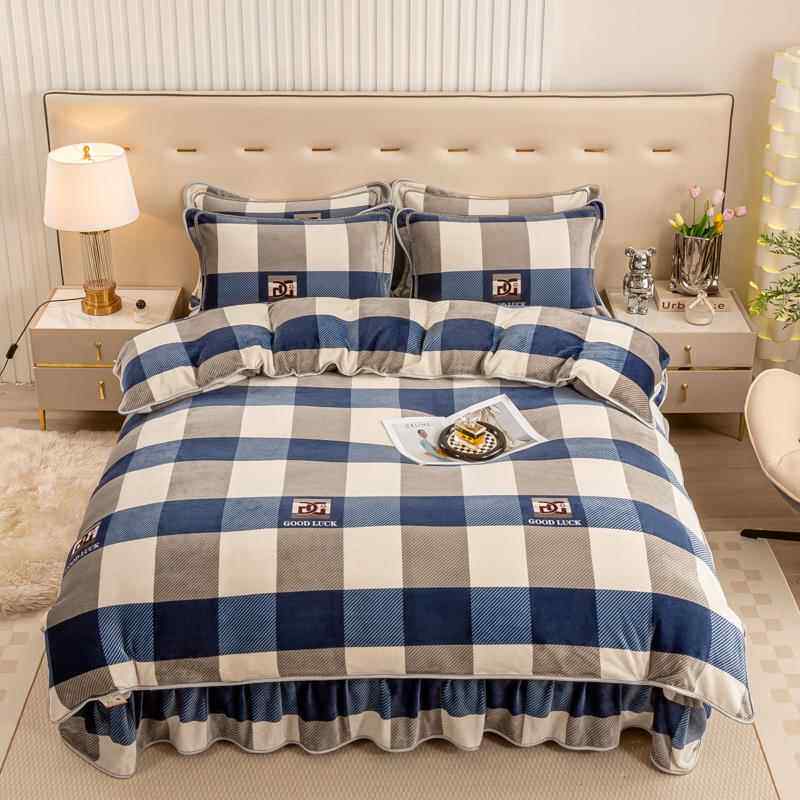 高档冬加双面厚牛奶绒四件套珊瑚绒床上季绒用品床单法兰冬天加绒