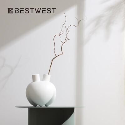 博西家居艺术仿心脏釉面陶花瓶X2282-W瓷件家间居样板装饰品摆摆