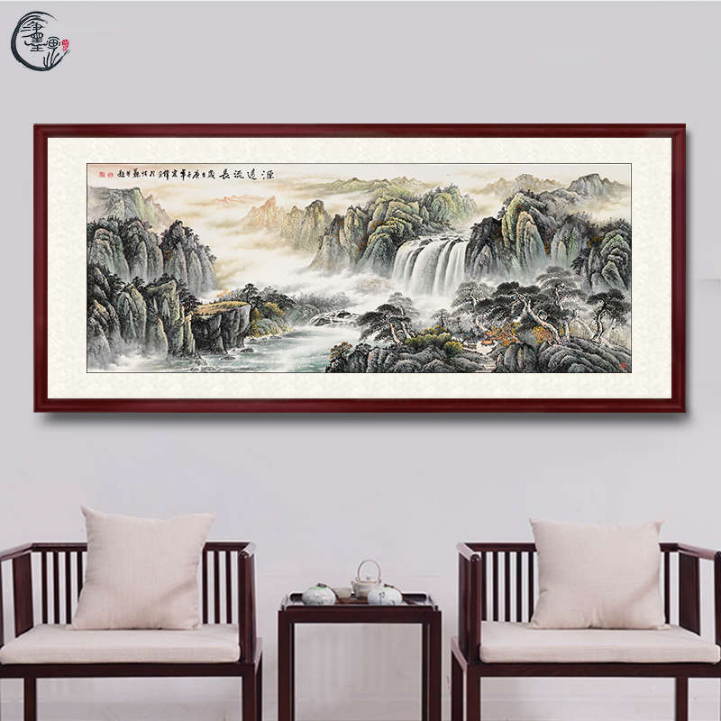 国画山水画客厅挂画 聚宝盆背景墙靠山画水墨画 办公室装饰画壁画