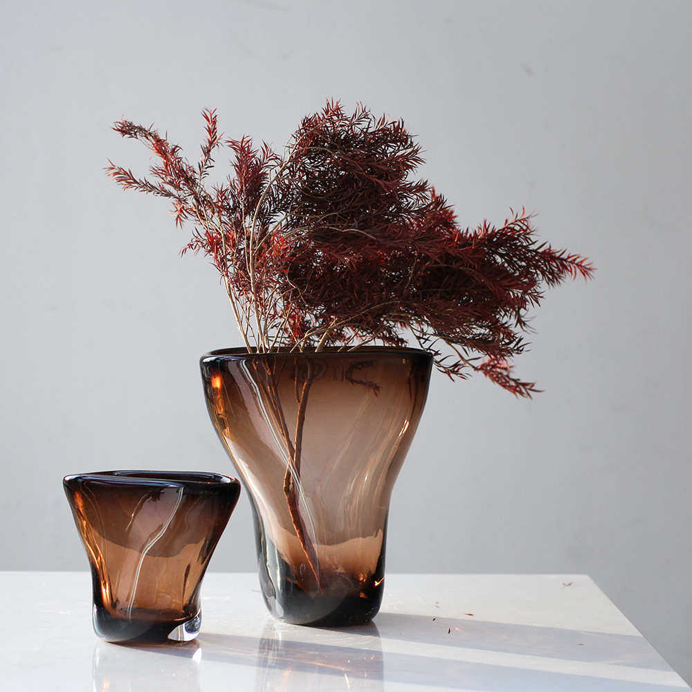 简约轻奢风琥珀色玻璃花瓶 酒店样板间软装饰品客厅茶几插花花器,家居饰品,装饰摆件,淘宝优惠券,粉丝福利购,淘宝优惠卷