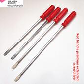 加大螺丝刀四方杆 加粗改锥平口起子红把穿心可敲击一字起子撬棍