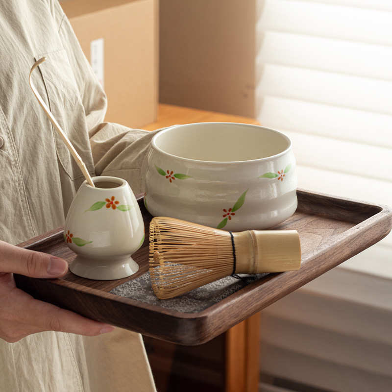 日式手绘抹茶碗陶瓷茶具配件茶筅立套组茶道宋代点茶艺工具沙拉碗