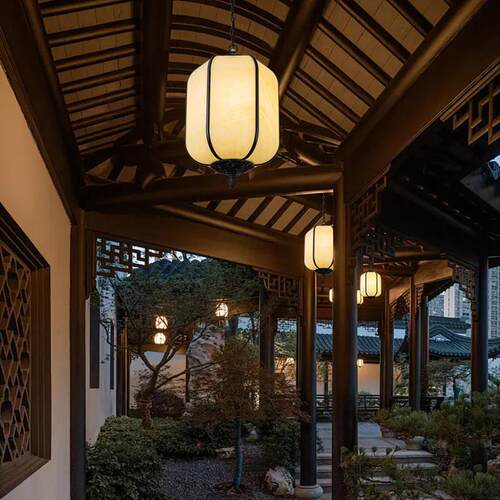 新中式户外防水吊灯室外走廊过道凉亭入户走廊屋簷花园葡萄架吊灯