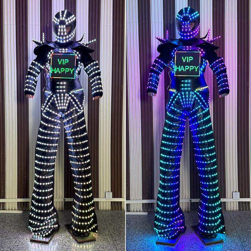 屏幕编程发光服LED变色幻彩光高跷服演出机器人巡游表演服装酒吧
