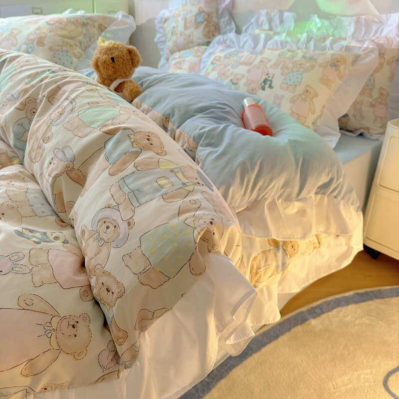 边件套笠水洗宿舍ins少女心床上可爱床荷叶棉被风四套床单三件套,床上用品,床品套件/四件套/多件套,淘宝优惠券,粉丝福利购,淘宝优惠卷