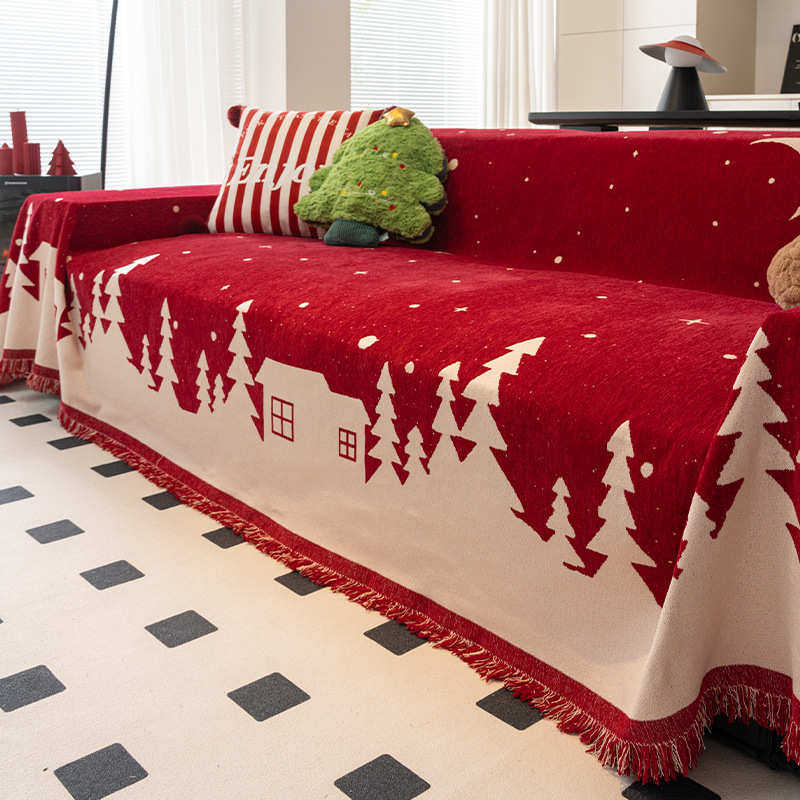 新年圣诞喜庆沙发盖布巾全包盖2025新款四季通用万能防滑坐垫毯子,居家布艺,沙发套,淘宝优惠券,粉丝福利购,淘宝优惠卷