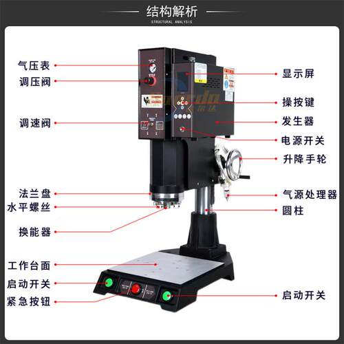精密型数超声波DED-黑咖塑料字焊接机专PE-PC-PP-PVC小材质超机音