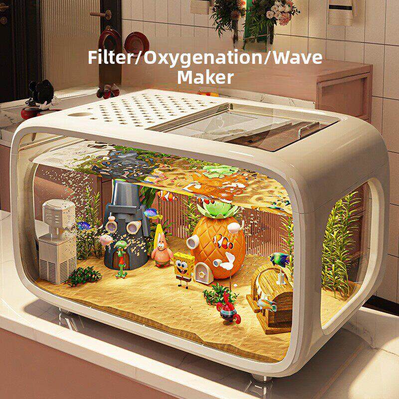 鱼缸家用客厅2025新款生态造景全套过滤制氧一体机桌面小型乌龟缸
