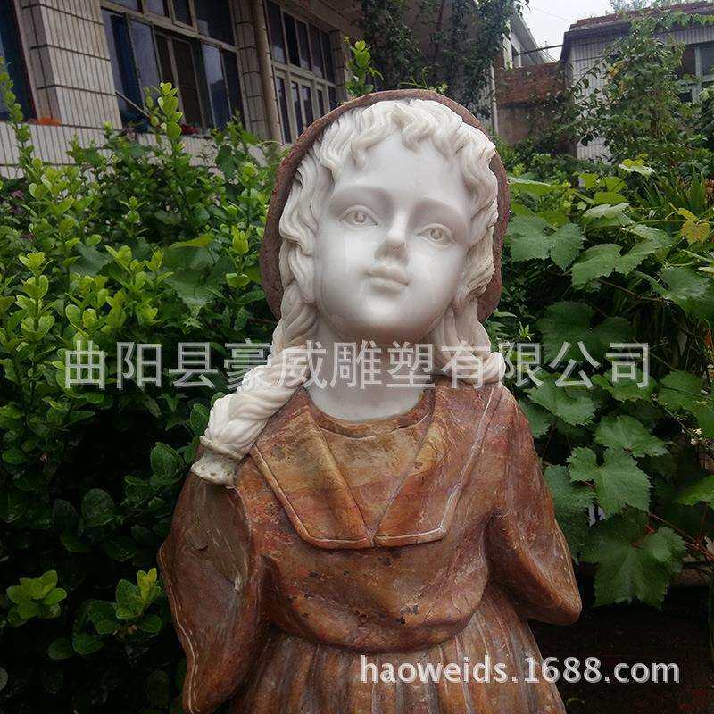 供应大理石拼接雕塑石雕彩人汉白玉欧式人物观赏石摆件欧式风