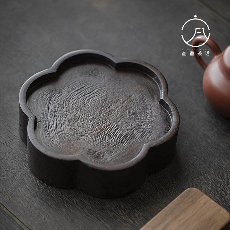 黑檀木实木干泡台壶承茶托盘 功夫茶具复古壶承茶道配件