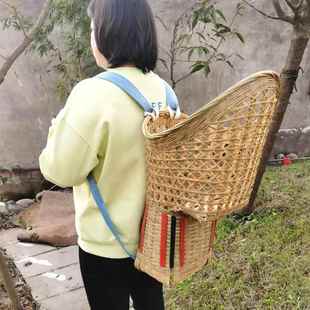 四川背儿童背篓背娃娃小孩婴儿背篼背筐手工竹编传统老式复古带娃