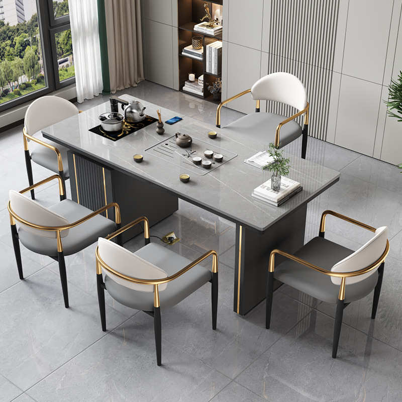 茶桌奢茶桌家用茶阳台现代组合小轻板功夫一体台泡办公室椅岩简约