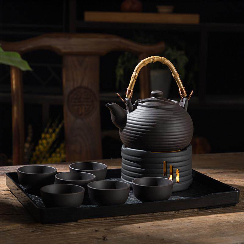 紫砂朱泥功夫茶具套组家用陶瓷茶杯茶盘茶壶茶杯泡茶提梁壶温茶器