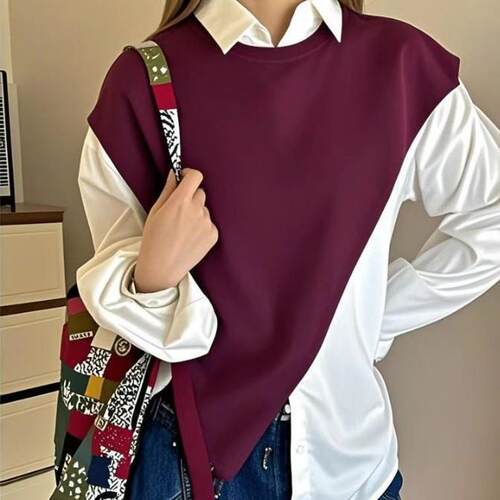 Diagonal triangle knitted shawl vest women's layered
