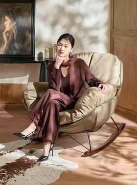 设计师单人摇椅式轻奢客厅台休闲懒人摇沙发意椅舒LMJ适单人阳椅