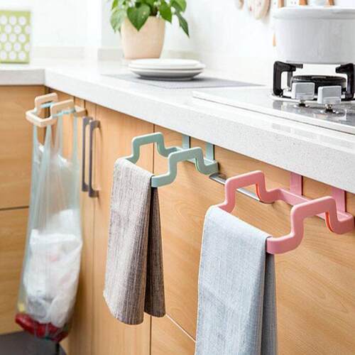 Over-the-Door Kitchen Garbage Bag Holder and Cloth Hanger fo
