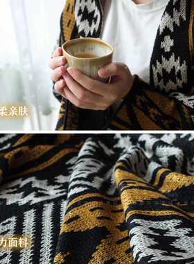 新款直销「南瓜马车的午夜」胶片黑沙发盖毯亲肤针织毯午休毛毯色