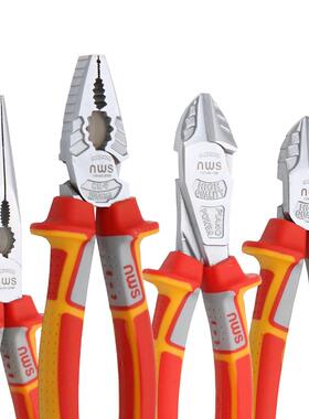 德式工业级偏心钢丝钳尖嘴钳斜口钳大头斜6寸7寸8寸SMU电工