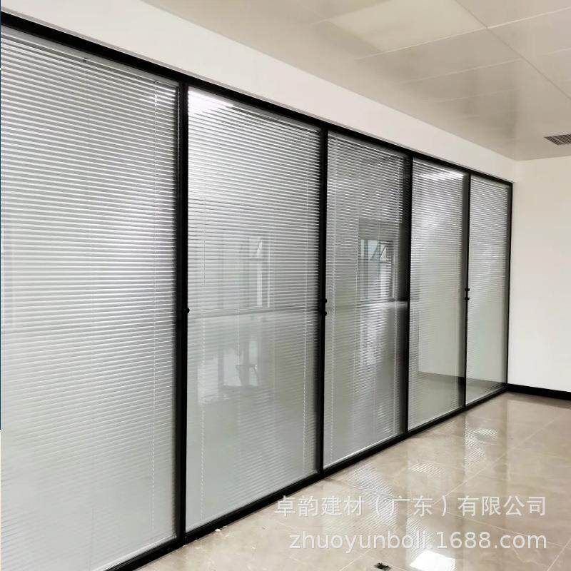 公室玻隔断璃墙铝合金屏风隔断双83款108层钢办化玻璃百叶窗门现