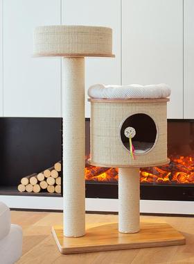 正品asle实木猫窝猫树一体猫爬t架四C季猫抓柱猫猫城堡咪磨抓剑麻