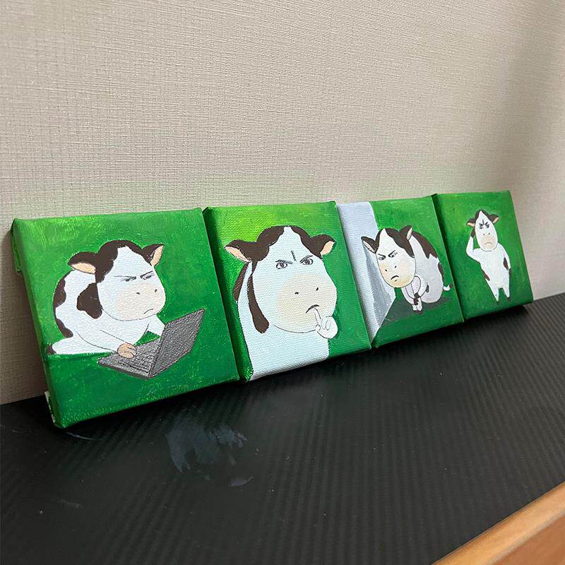 牛马表情包搞怪装饰画小众艺术小幅恶搞送礼壁画卡通客厅玄关挂画