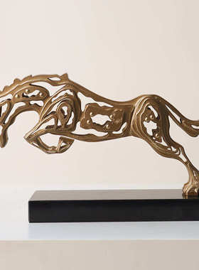镂空黑马现代轻玄关奢民家居酒柜装饰品金属宿酒店摆件电视柜软